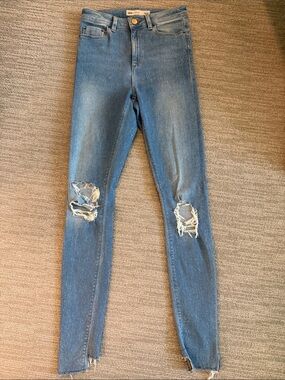 Asos High Waisted Denim Distressed Jeans